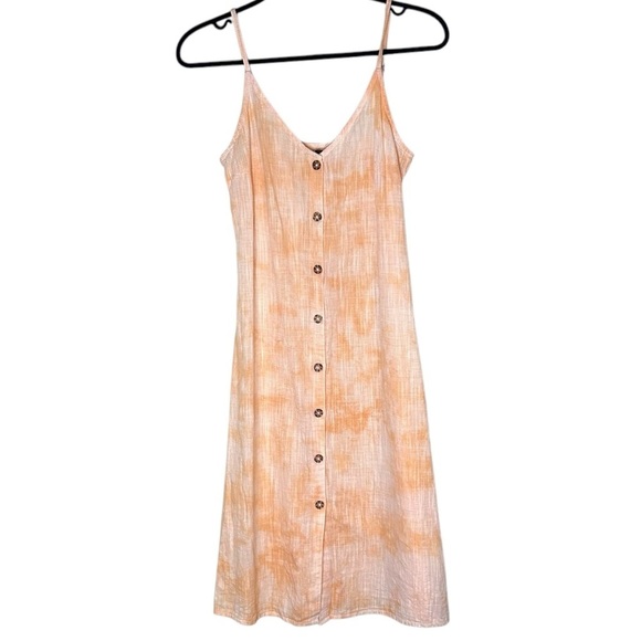 Roxy Wild Ties Midi Dress- Orange Tie Dye Cotton Sundress- Size Small - Picture 4 of 12